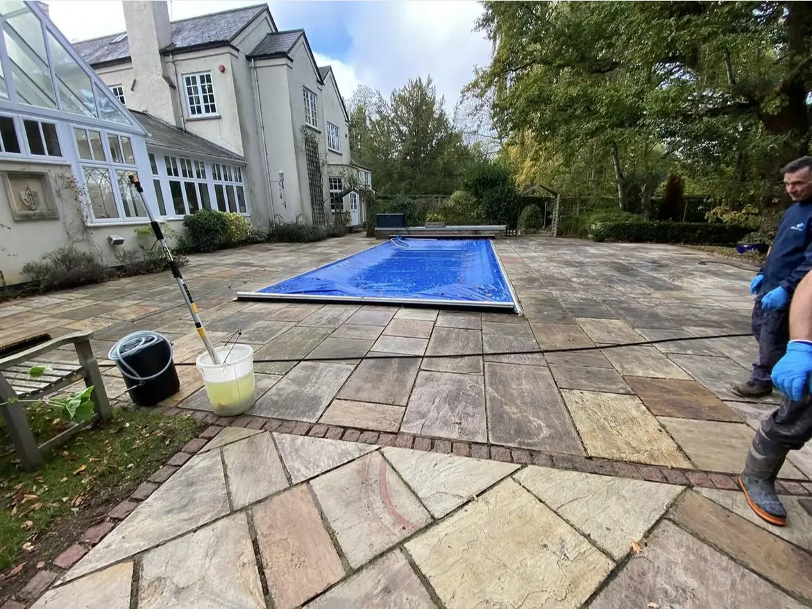 Patio cleaning by Geyserclean in Milton Keynes, before treatment